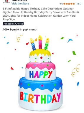 Happy Birthday Decorations Cupcakes Inflatable 4Feet